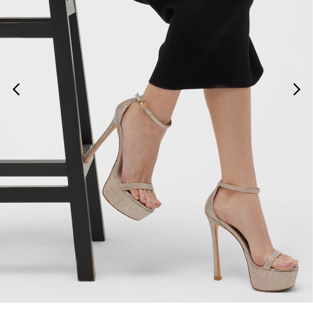 Stuart Weitzman Nudistcurve Hollywood Gold Platform Sandals